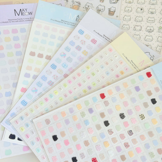 "Pat the Cat Head" Cute Kitty-Shaped Mini Highlight Stickers