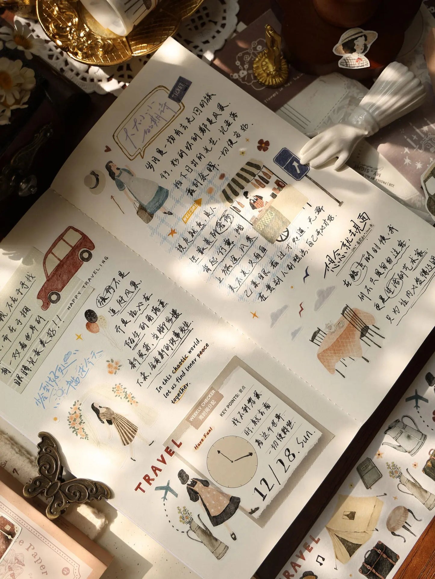 Travel Journal – Soft Vintage Die-Cut Washi & PET Tape ChicChoi