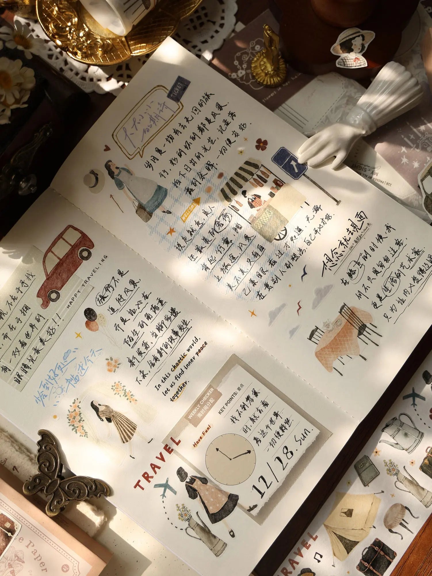 Travel Journal – Soft Vintage Die-Cut Washi & PET Tape ChicChoi