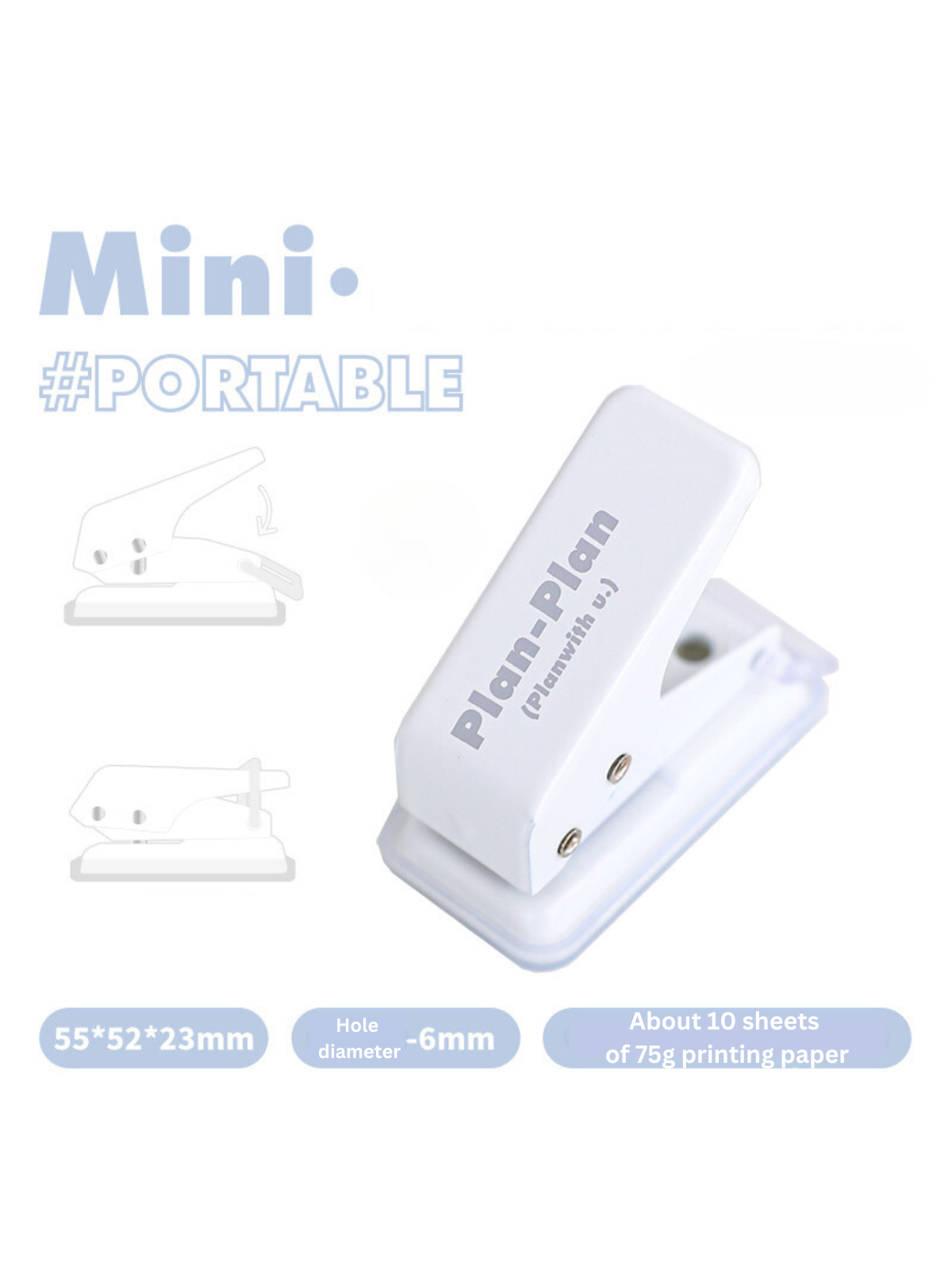 Plan Plan Mini Portable Paper Single Hole Punch
