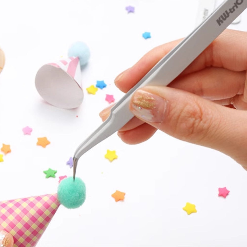 Pointed Elbow Stainless Steel Tweezers for Journaling & DIY