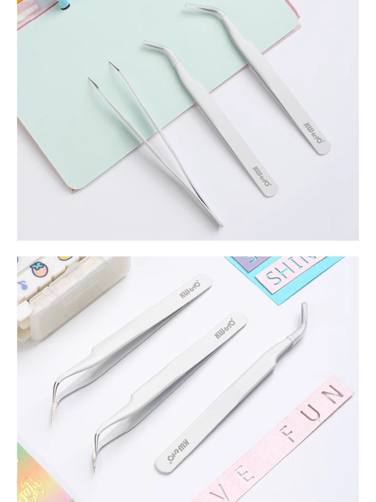 Pointed Elbow Stainless Steel Tweezers for Journaling & DIY