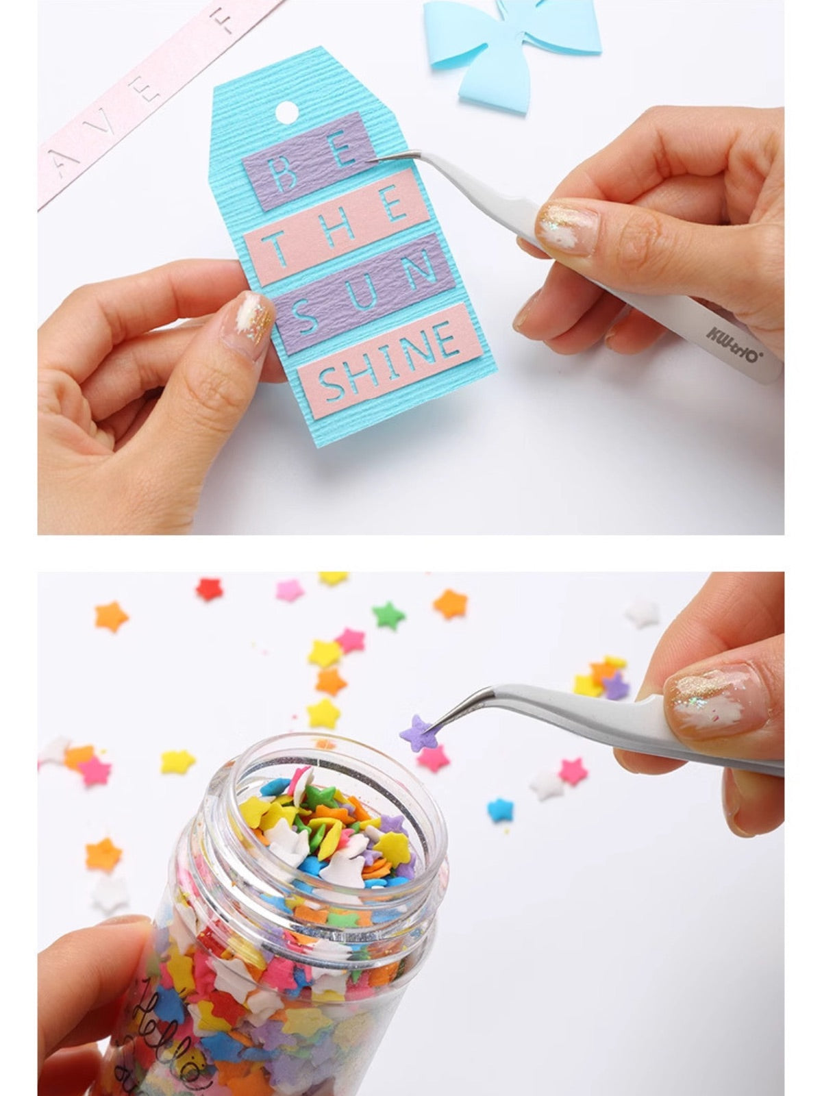 Pointed Elbow Stainless Steel Tweezers for Journaling & DIY