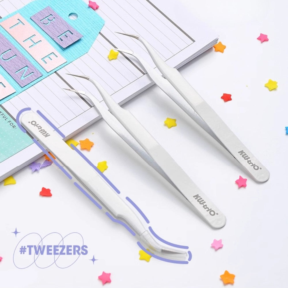 Pointed Elbow Stainless Steel Tweezers for Journaling & DIY