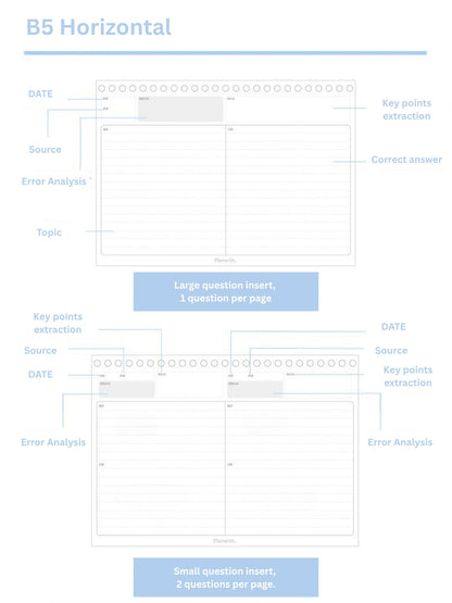 Reusable Mistake Log Loose Leaf Notebook (B5/A4)