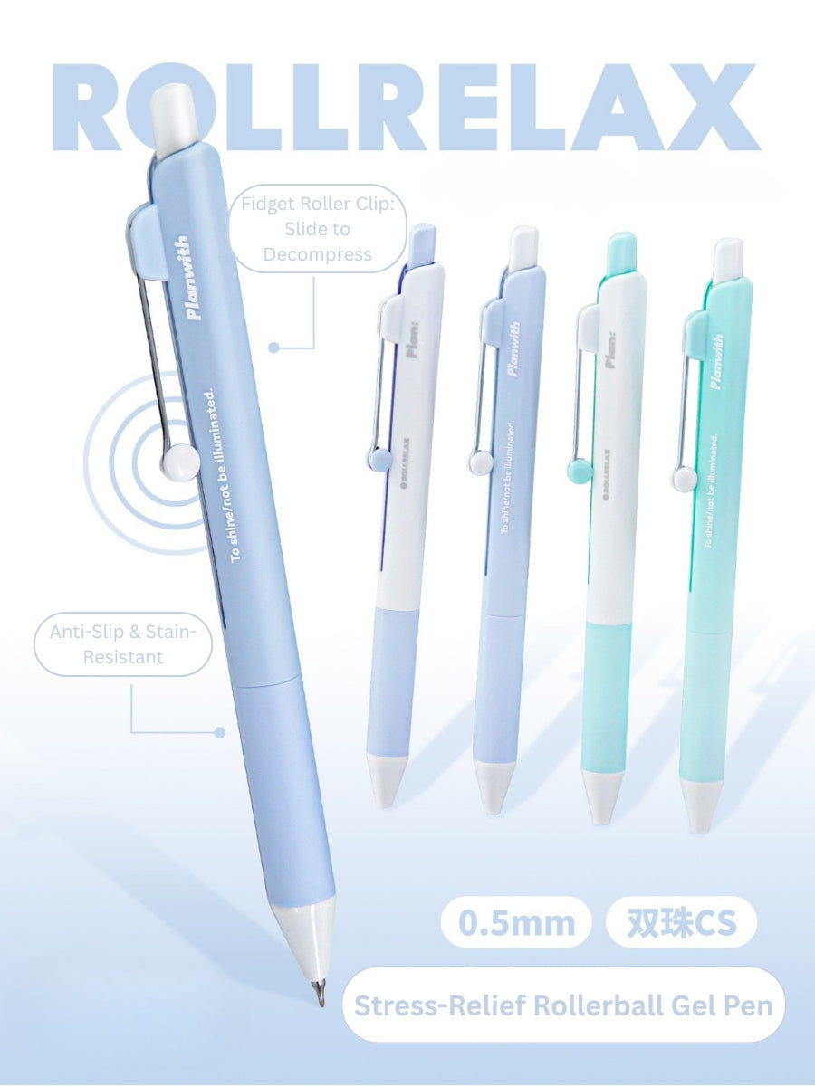 RollRelax Stress-Relieving Gel Pens, 2-Pack, 0.5mm