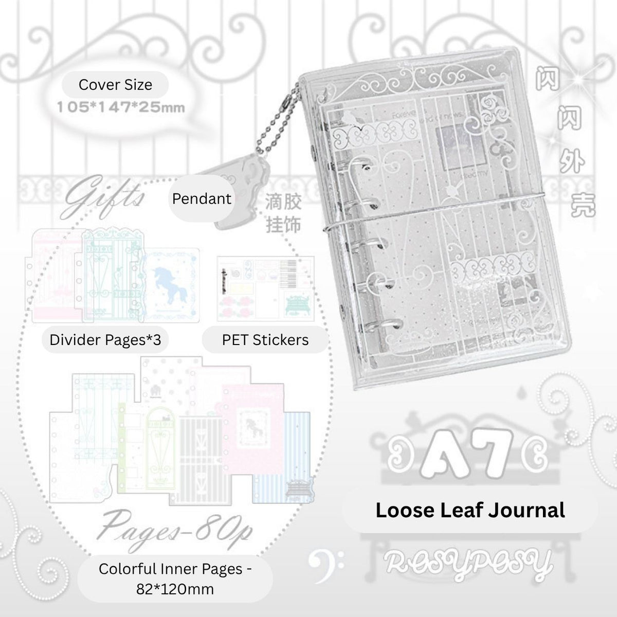 Vintage Window A7 Glitter Binder Journal