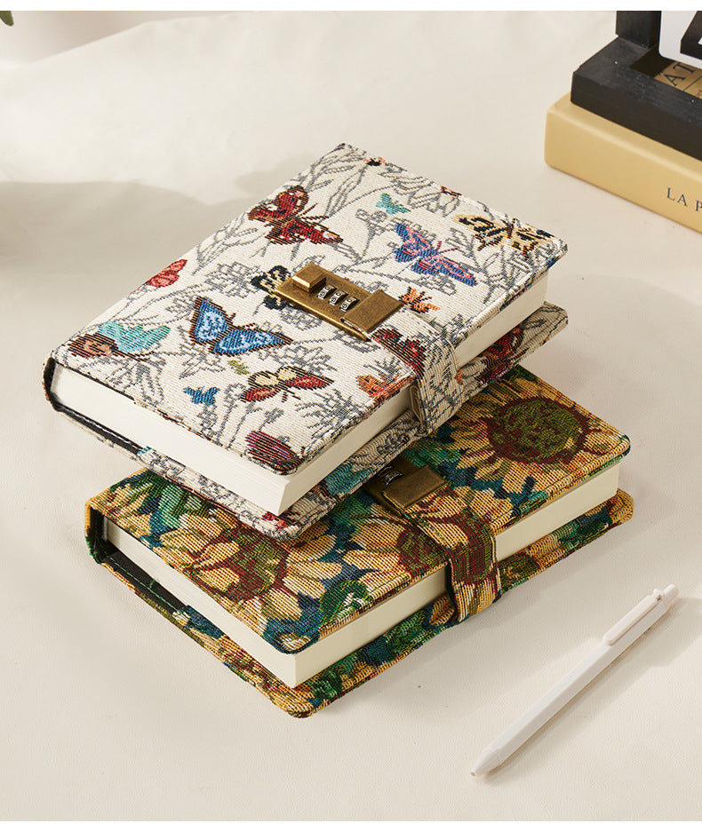 Secret Garden B6 Fabric Vintage Code Lock Journal