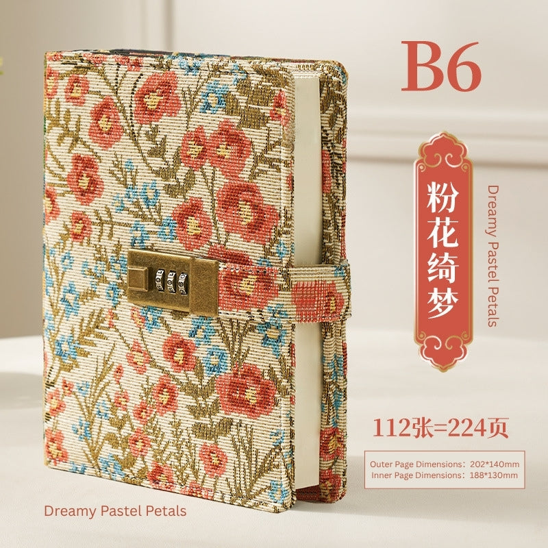 Secret Garden B6 Fabric Vintage Code Lock Journal