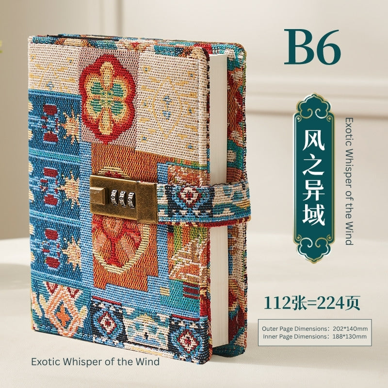 Secret Garden B6 Fabric Vintage Code Lock Journal