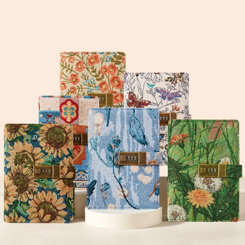 Secret Garden B6 Fabric Vintage Code Lock Journal