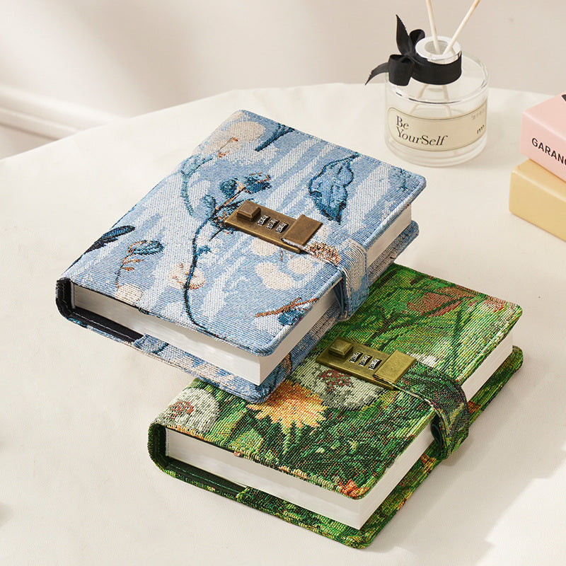 Secret Garden B6 Fabric Vintage Code Lock Journal