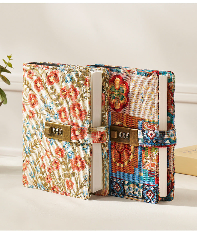Secret Garden B6 Fabric Vintage Code Lock Journal