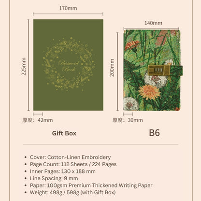 Secret Garden B6 Fabric Vintage Code Lock Journal