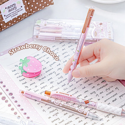 Strawberry Chocolate Gel Pens Set, 4-Pack, 0.5 mm Black