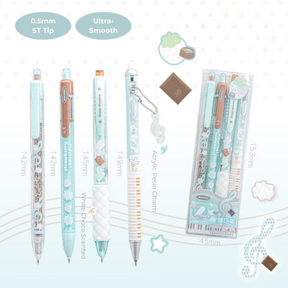 Strawberry Chocolate Gel Pens Set, 4-Pack, 0.5 mm Black