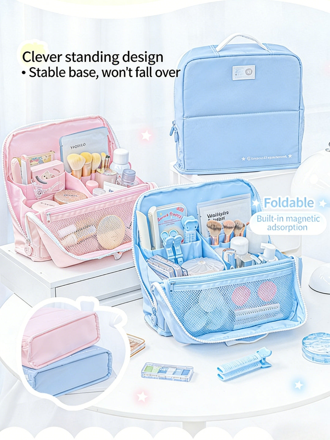 The Vanity Vault Magnetic Stand-Up Makeup Storage Bag