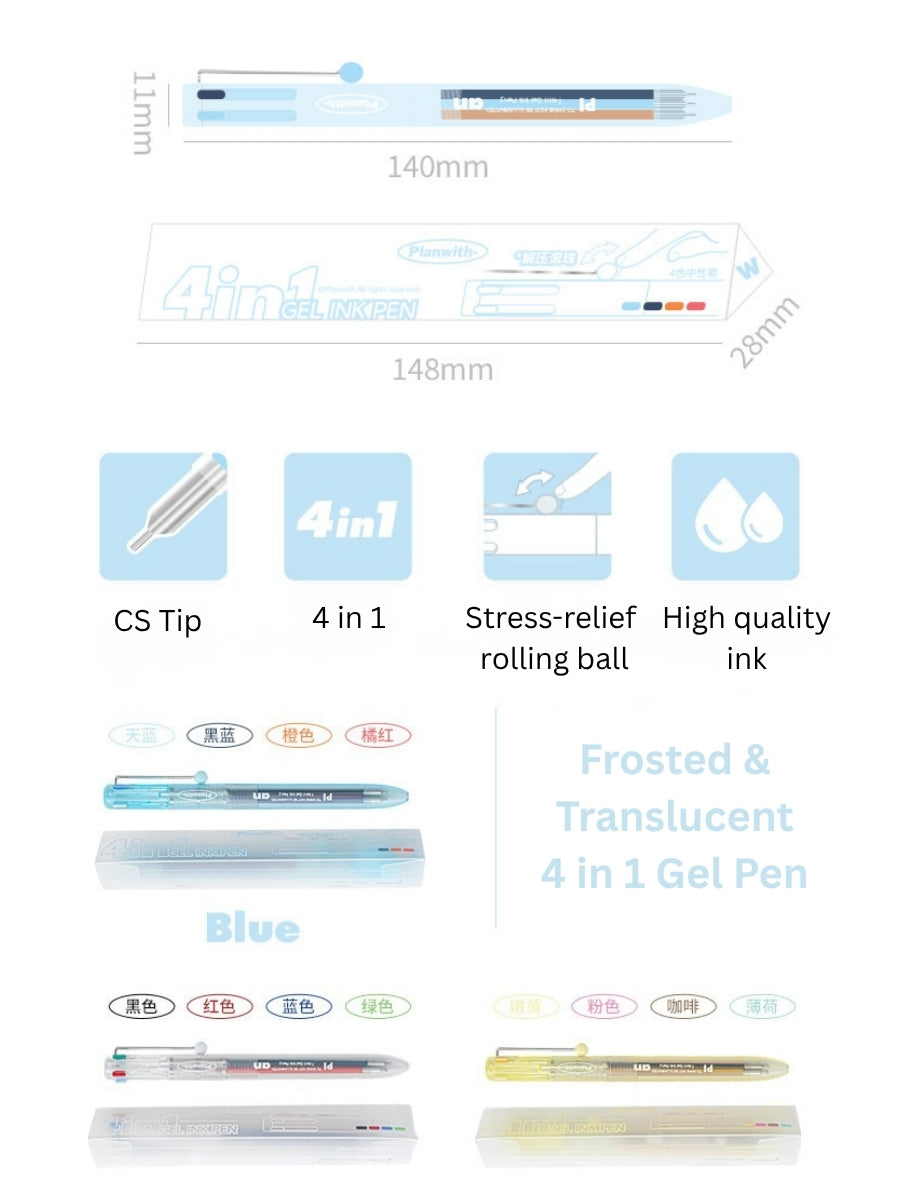Transparent Frosted Mindflow 4-in-1 Stress-Relief Pen