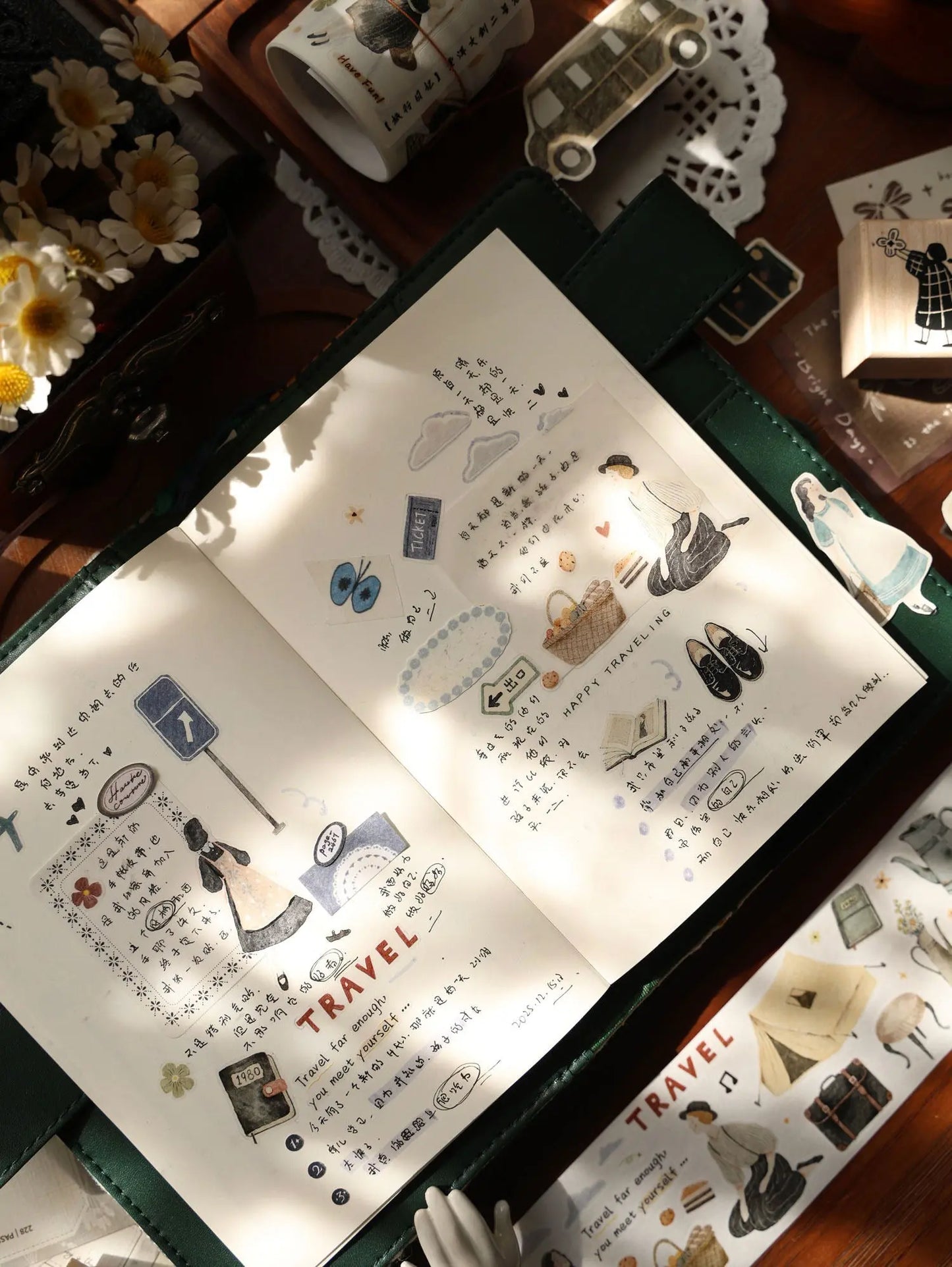 Travel Journal – Soft Vintage Die-Cut Washi & PET Tape ChicChoi