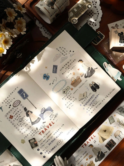 Travel Journal – Soft Vintage Die-Cut Washi & PET Tape ChicChoi