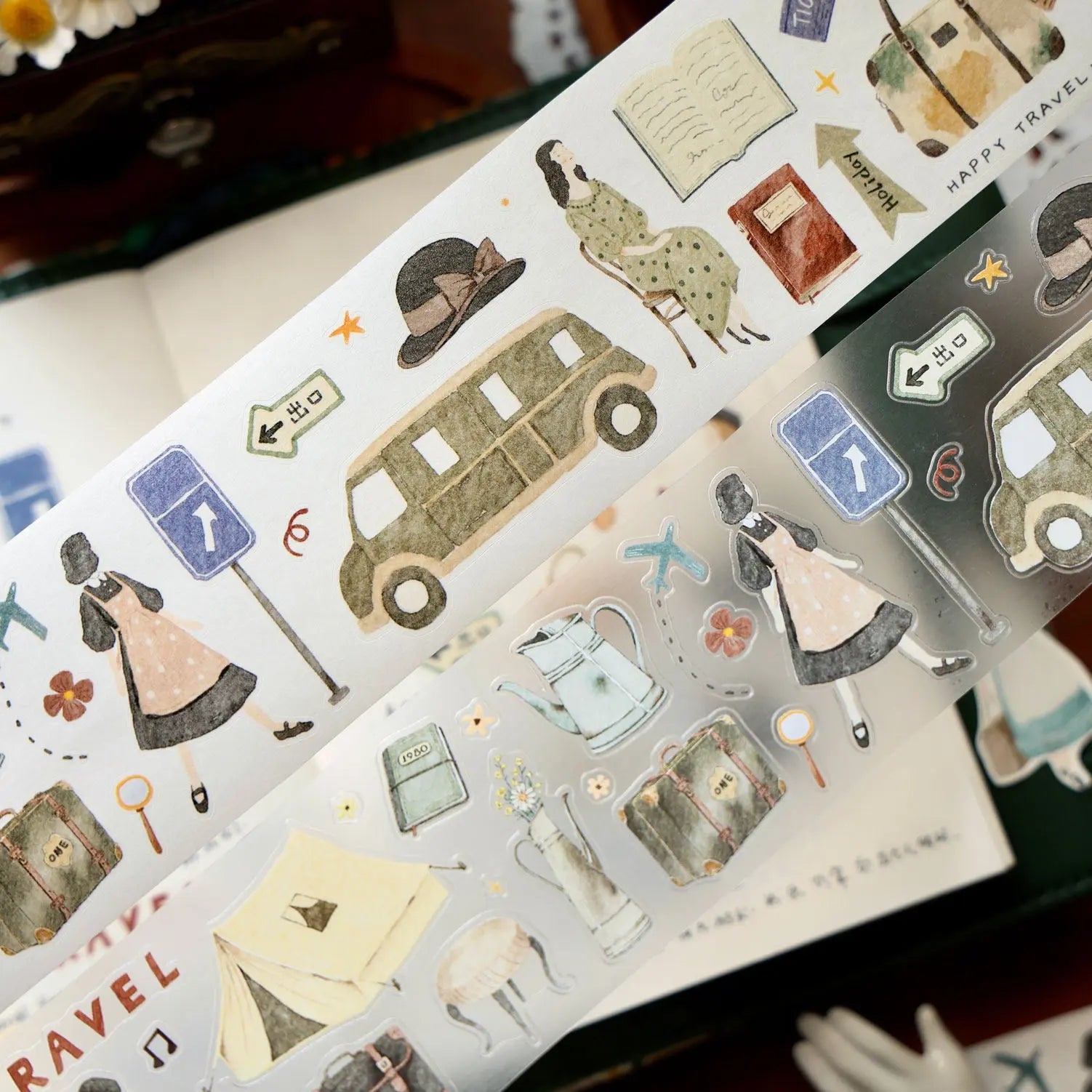 Travel Journal – Soft Vintage Die-Cut Washi & PET Tape ChicChoi