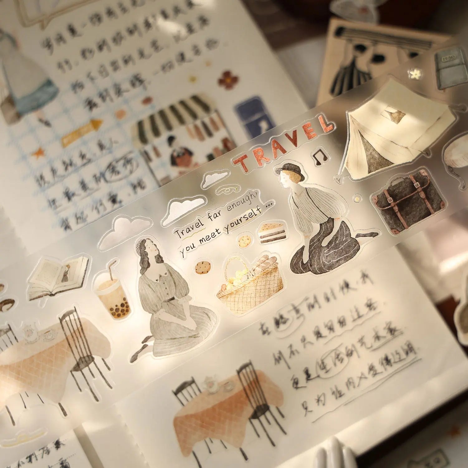 Travel Journal – Soft Vintage Die-Cut Washi & PET Tape ChicChoi