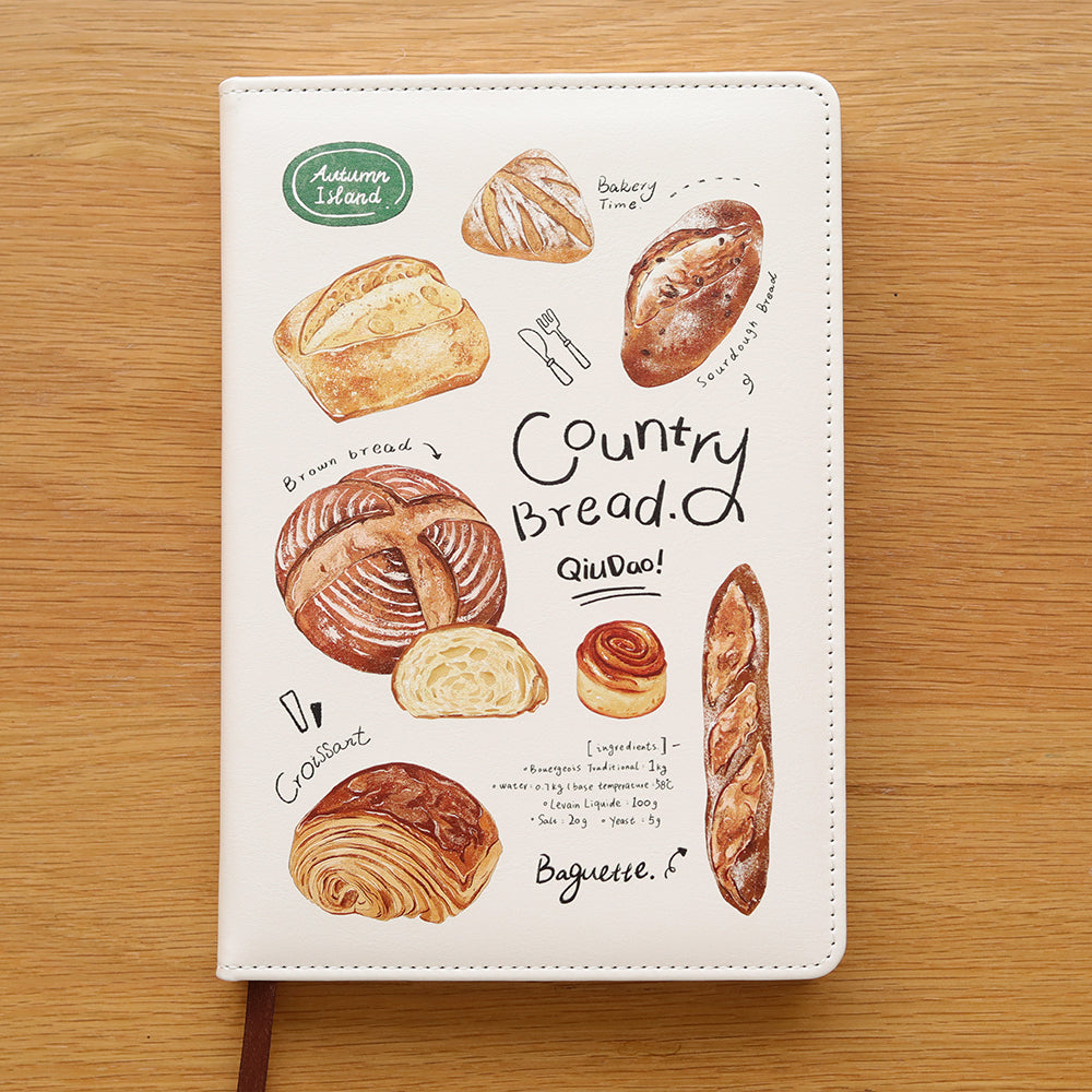 Bread Baking Illustration A5 PU Leather Notebook