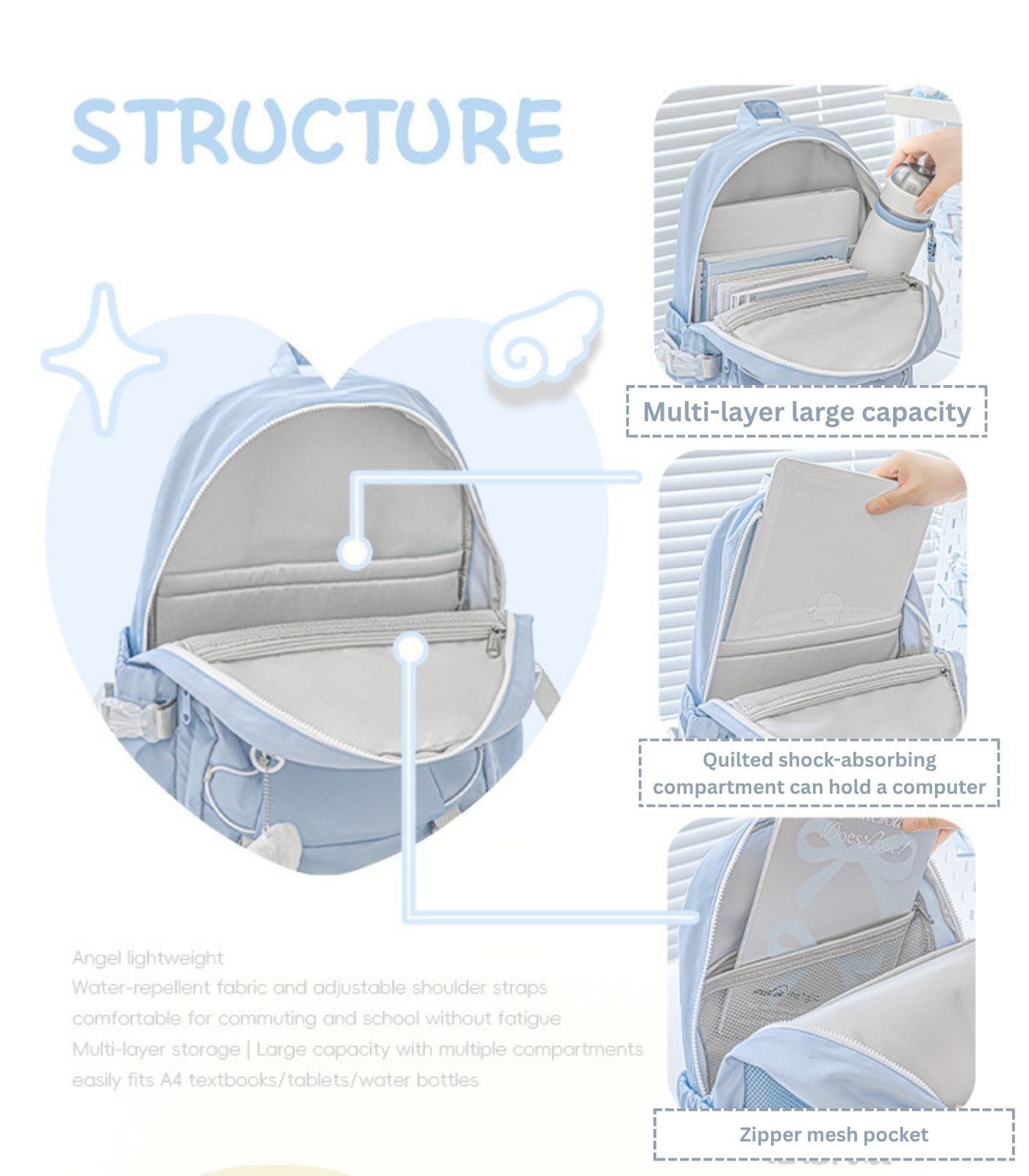 Wingwing Fluffy Angel Wings Backpack