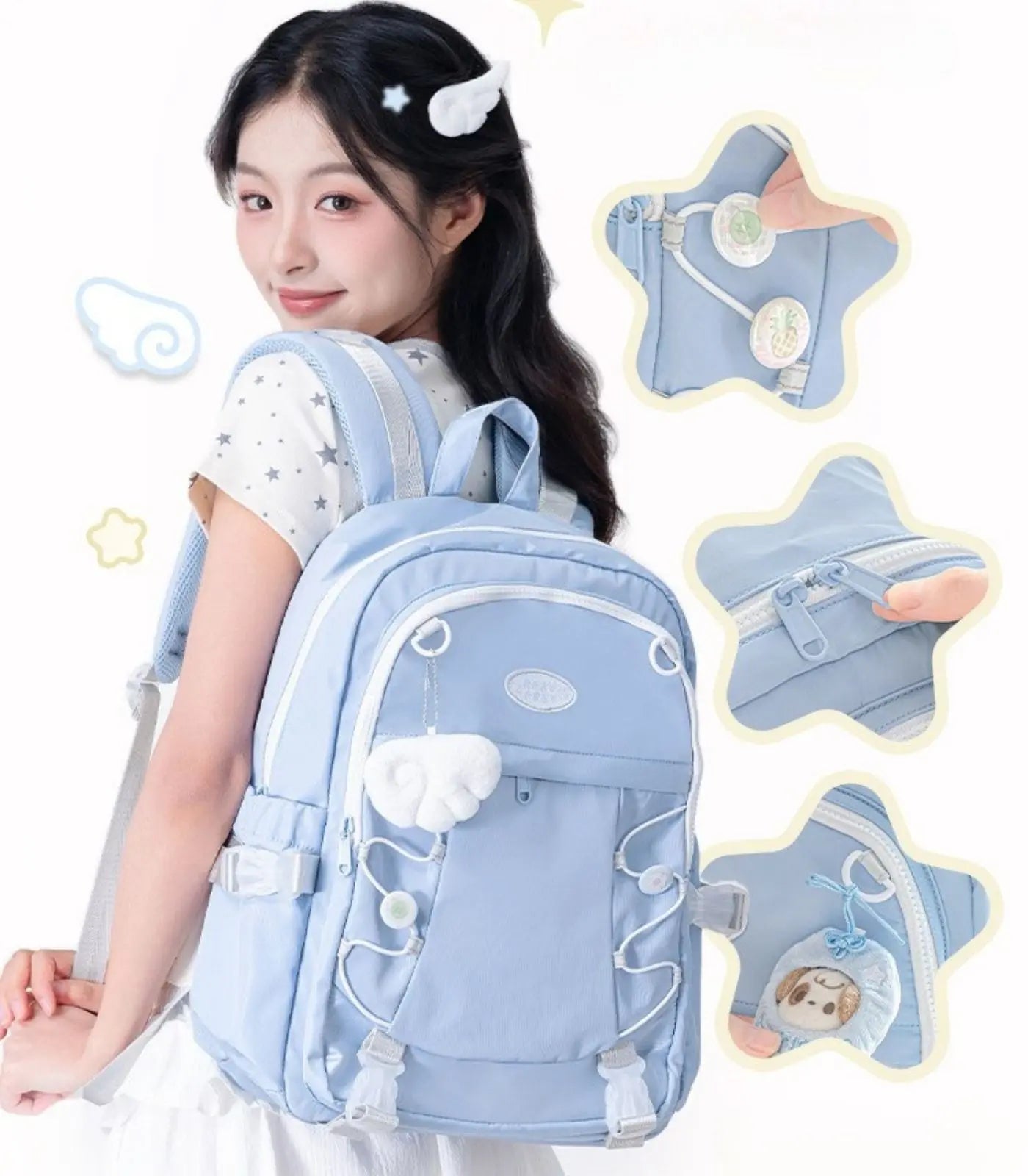 Wingwing Fluffy Angel Wings Backpack - ChicChoi