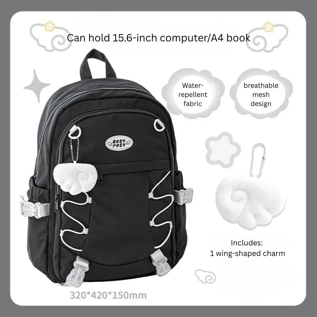 Wingwing Fluffy Angel Wings School Backpack