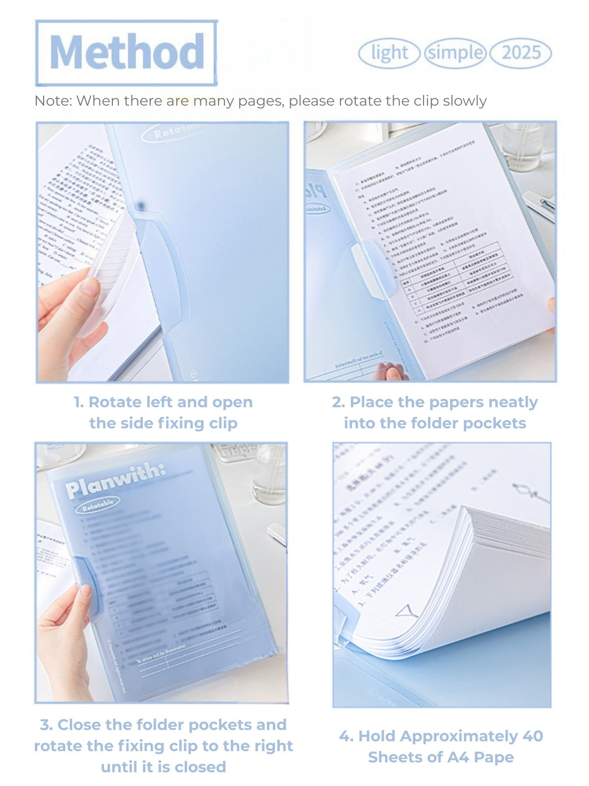 A4 Swing-Clip Punch-Free Document Organizer (3-Pack)