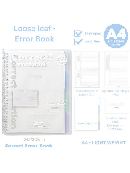 Reusable Mistake Log Loose Leaf Notebook (B5/A4)