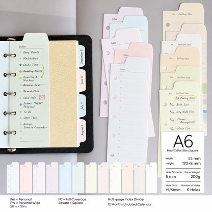 Peeking Views Half-Page Index Divider Set, M5/A7/A6