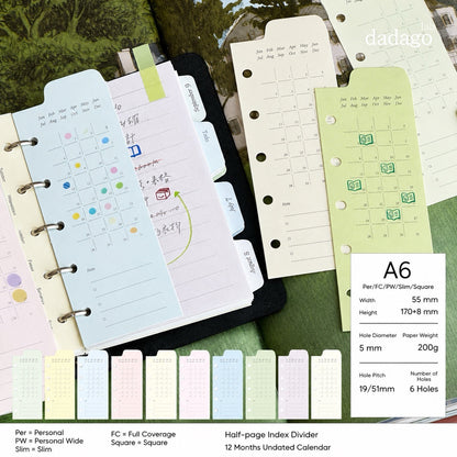 Peeking Views Half-Page Index Divider Set, M5/A7/A6