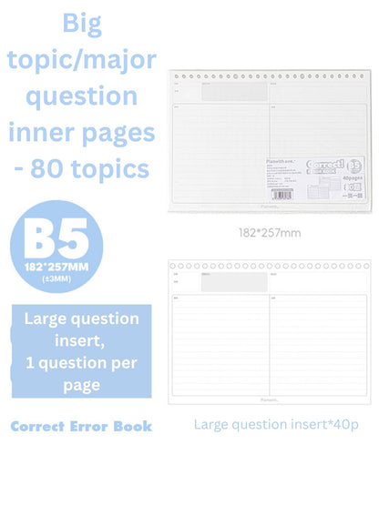 Reusable Mistake Log Loose Leaf Notebook (B5/A4)