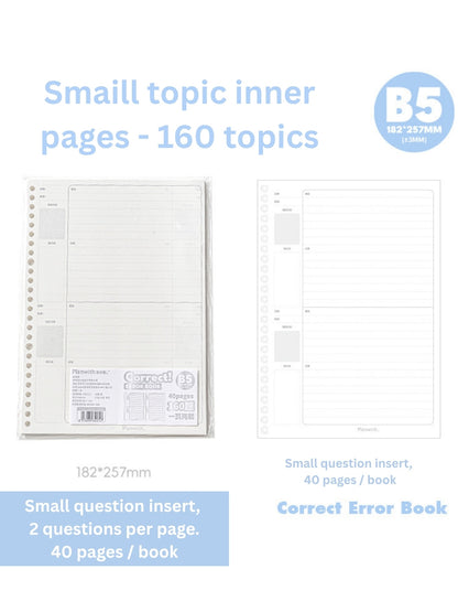 Reusable Mistake Log Loose Leaf Notebook (B5/A4)