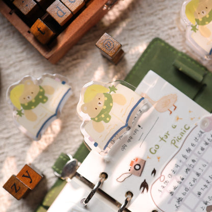 Girl & Bear Cute Acrylic Resin Paper Clips