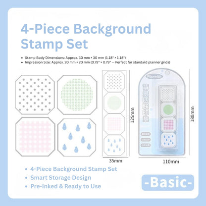 Background Stamp Set, 4-in-1 Portable Pre-Inked