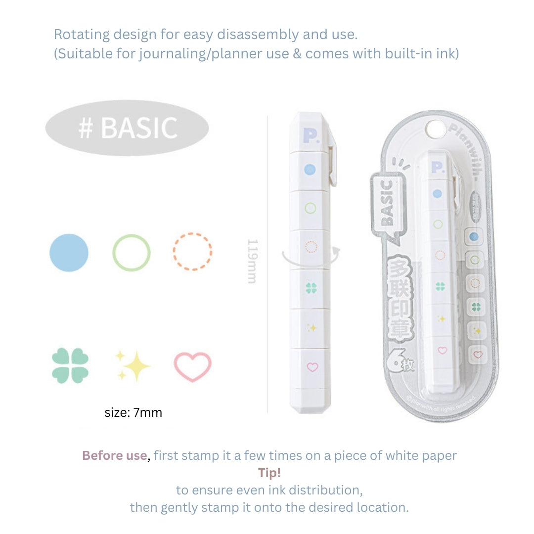 Multi-Pattern 6-in-1 Pen Stamp Set