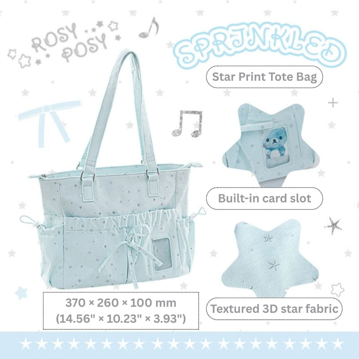 Starry Ribbon Aesthetic Canvas Tote Bag