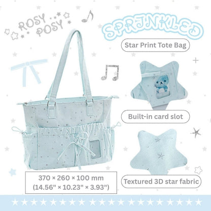Starry Ribbon Aesthetic Canvas Tote Bag