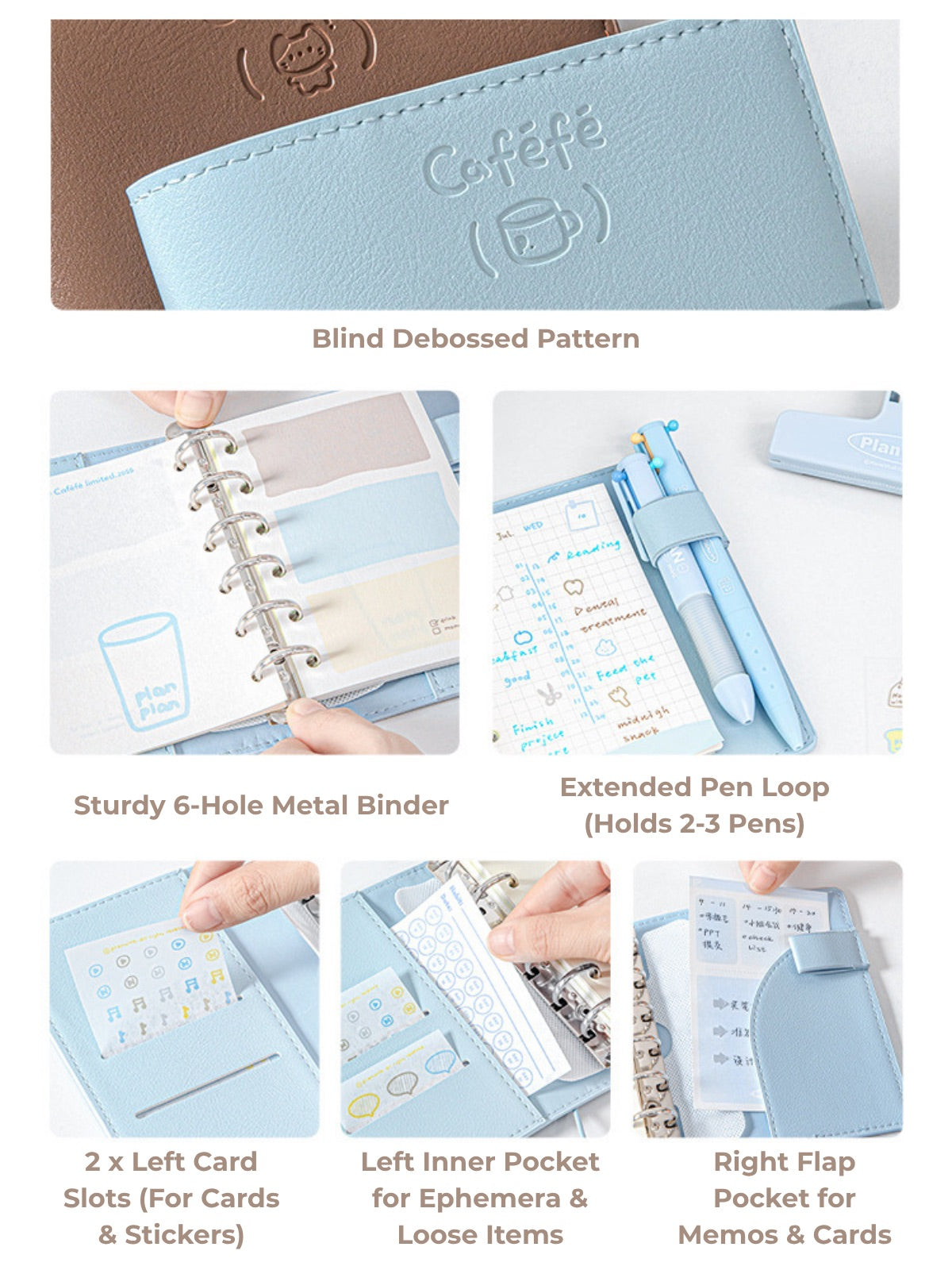 Caféfé Series A7 Soft-Touch Refillable Binder