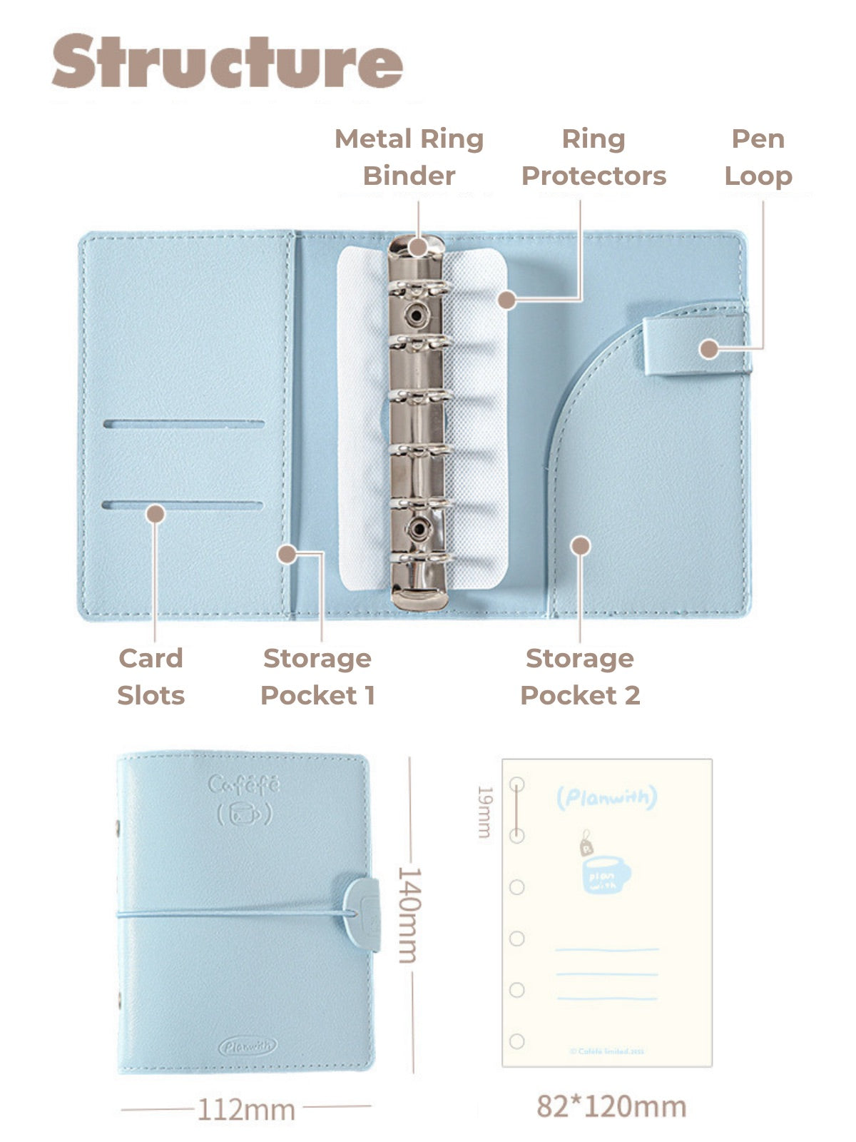 Caféfé Series A7 Soft-Touch Refillable Binder