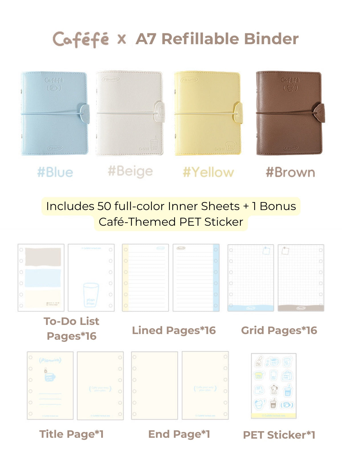 Caféfé Series A7 Soft-Touch Refillable Binder