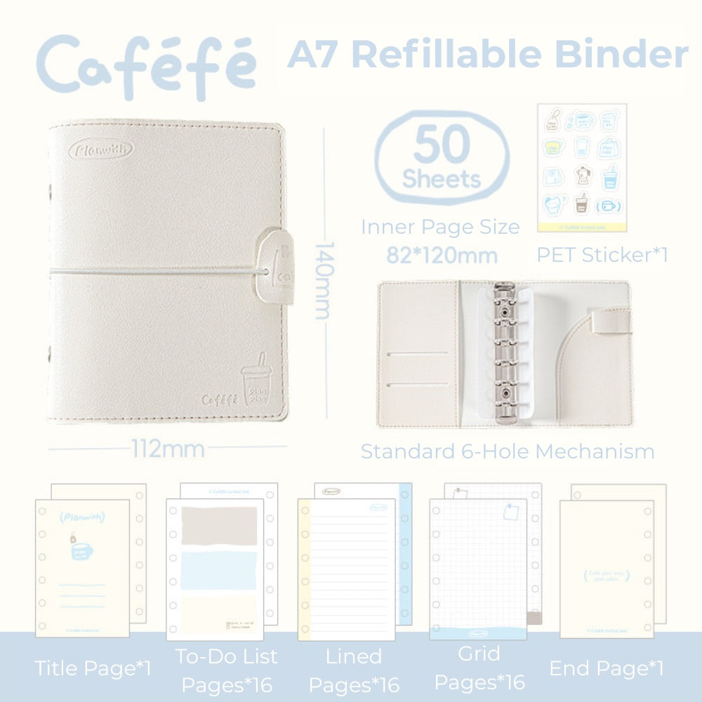Caféfé Series A7 Soft-Touch Refillable Binder