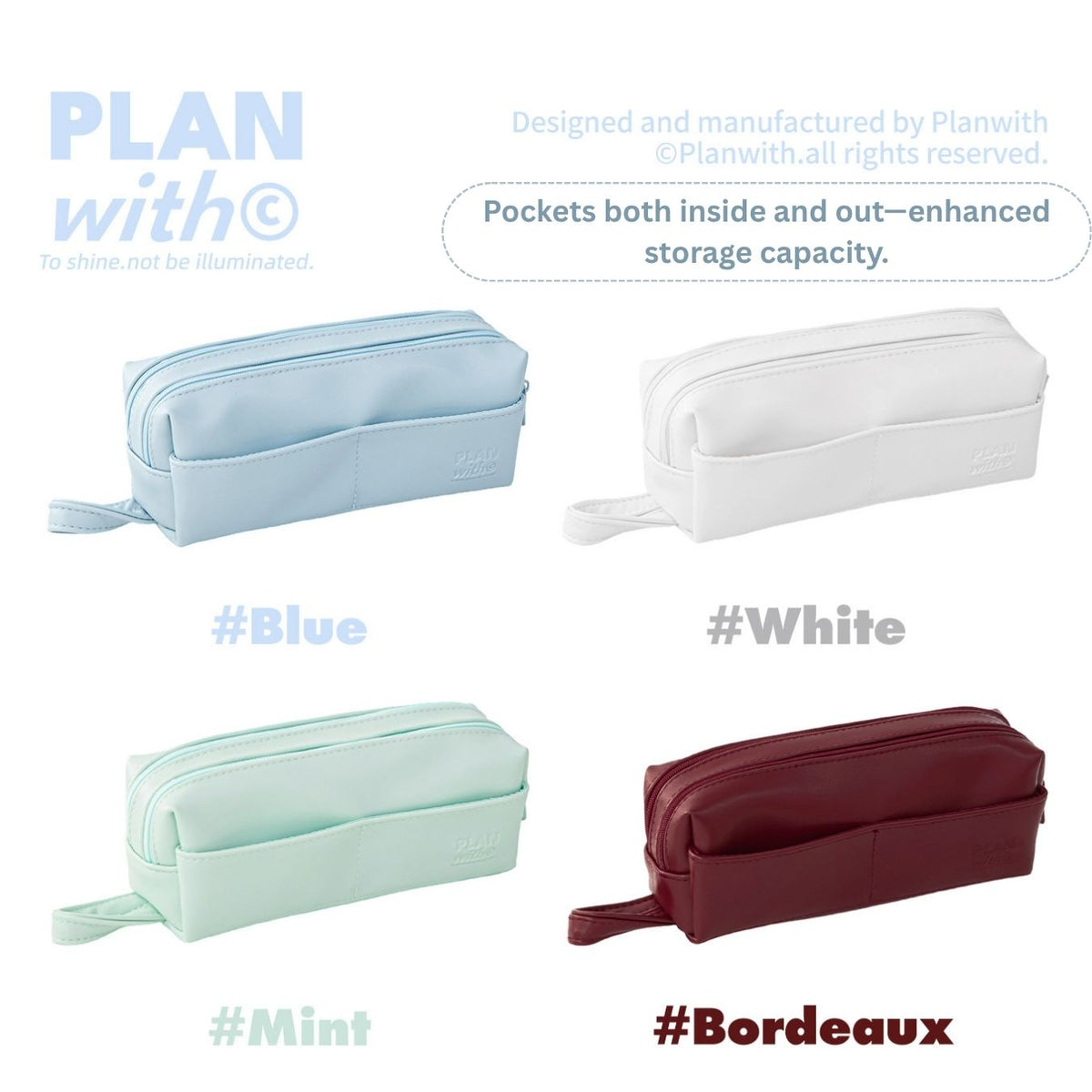 Dual-Opening PU Leather Pencil Case