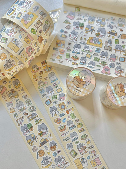 Homebody Cat Diary Synthetic Paper Sticker Roll
