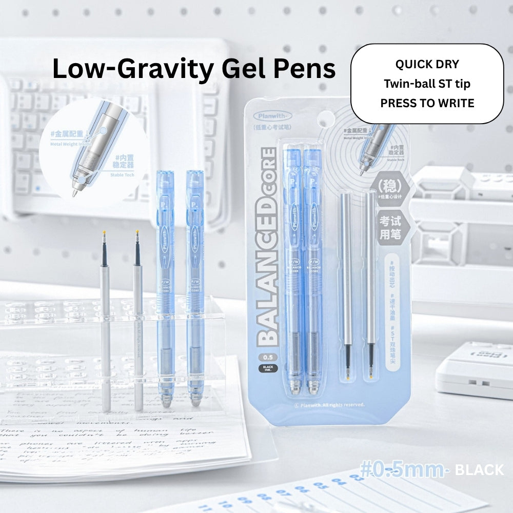 Low Gravity Efficiency Gel Pen Set, 0.5mm Black