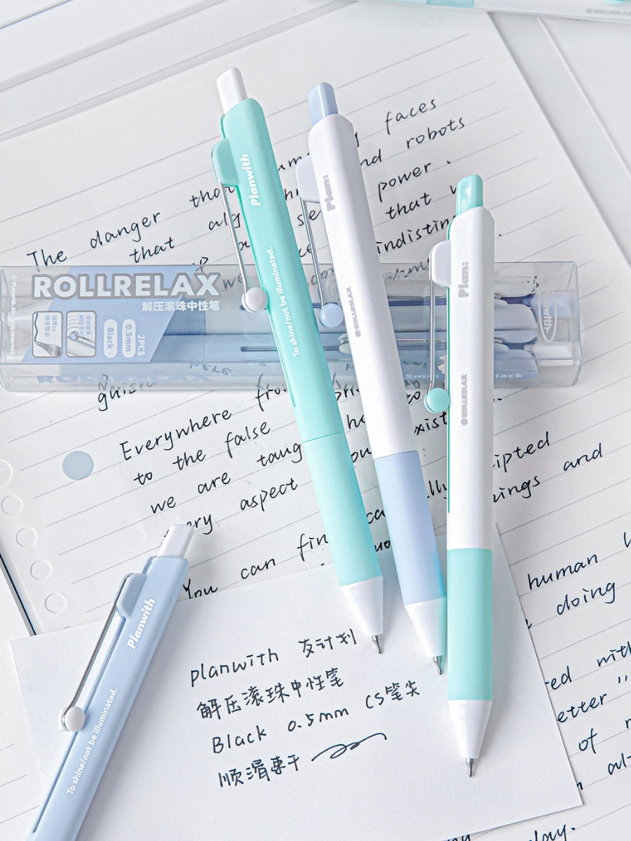 RollRelax Stress-Relieving Gel Pens, 2-Pack, 0.5mm