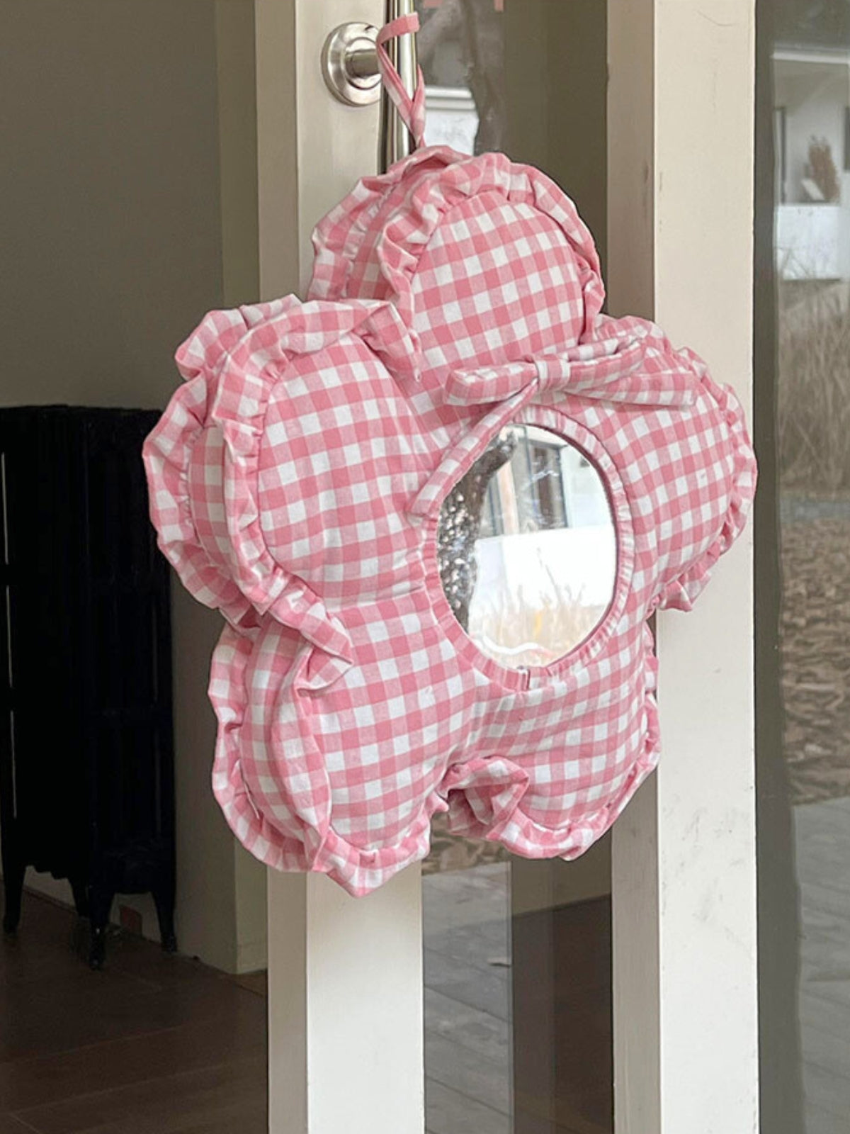 Blossom Pink Plaid Mirror Wall Decor